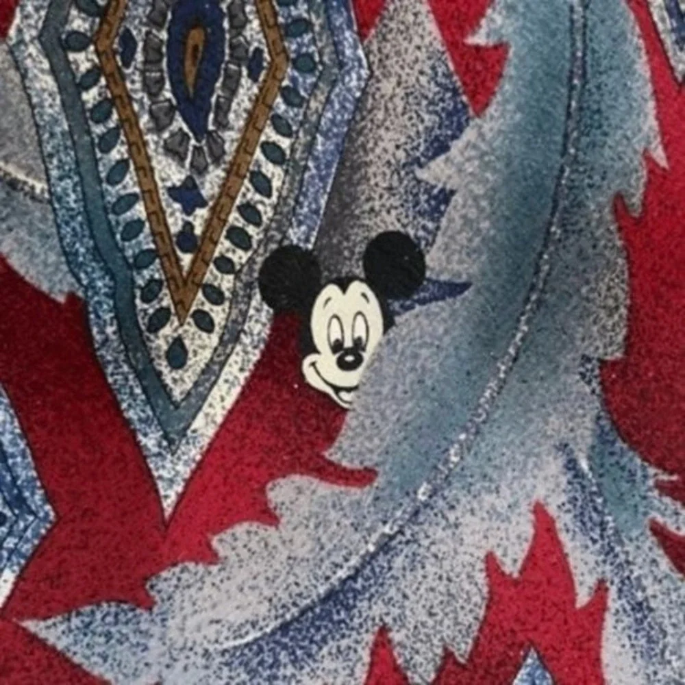 Vintage Disney Originals Mickey Mouse Neck Tie 100% Silk Maroon Blues Paisley‎